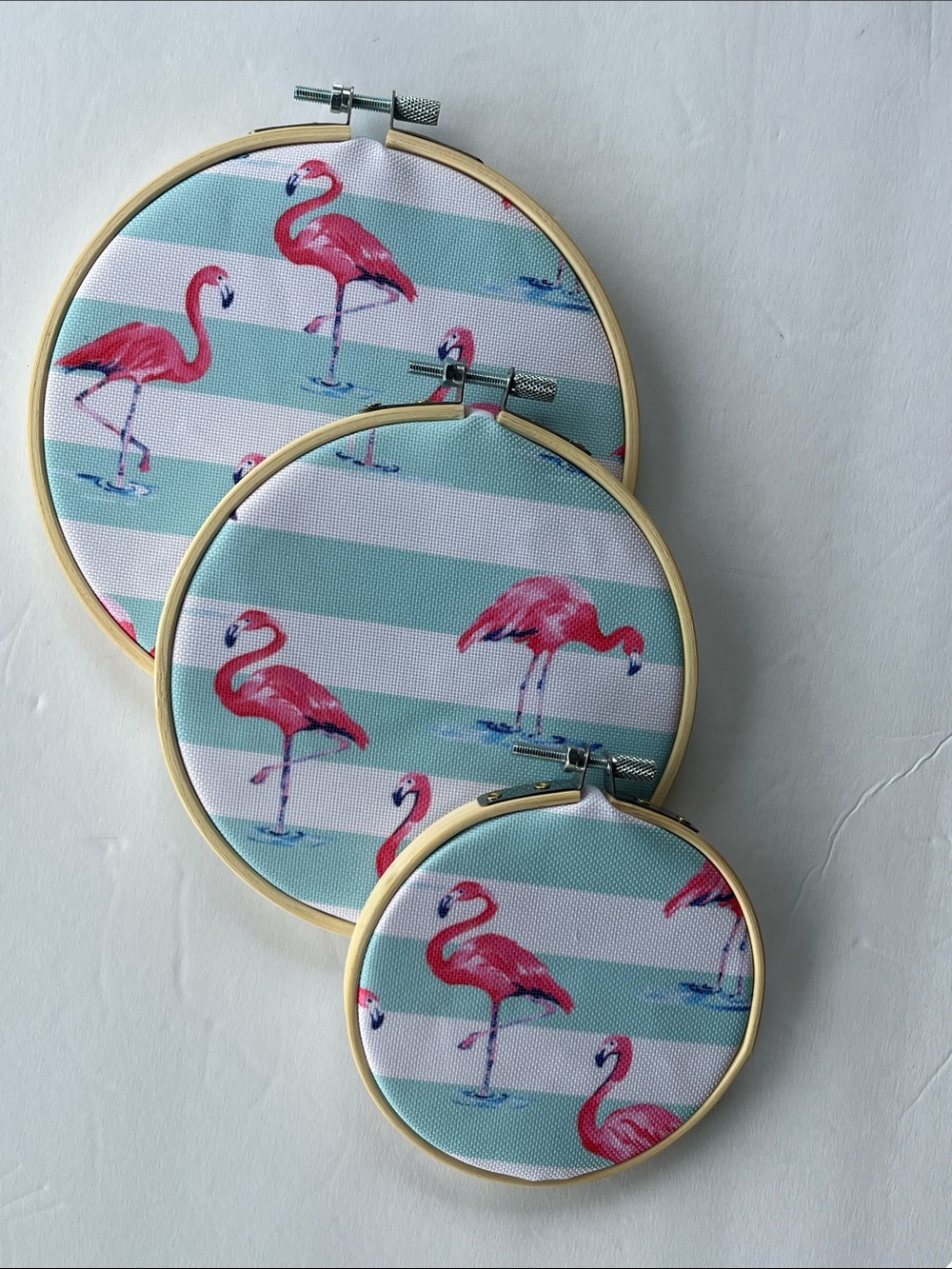 3 Pc Flamingo Hoop Trio Set Hand Crafted - Picture 5 of 7